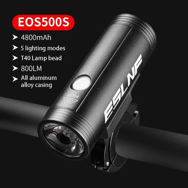 ESLNF-luz delantera para bicicleta, 4800mAh, LED resistente a la lluvia, 800 lúmenes, carga USB, , IPX6
