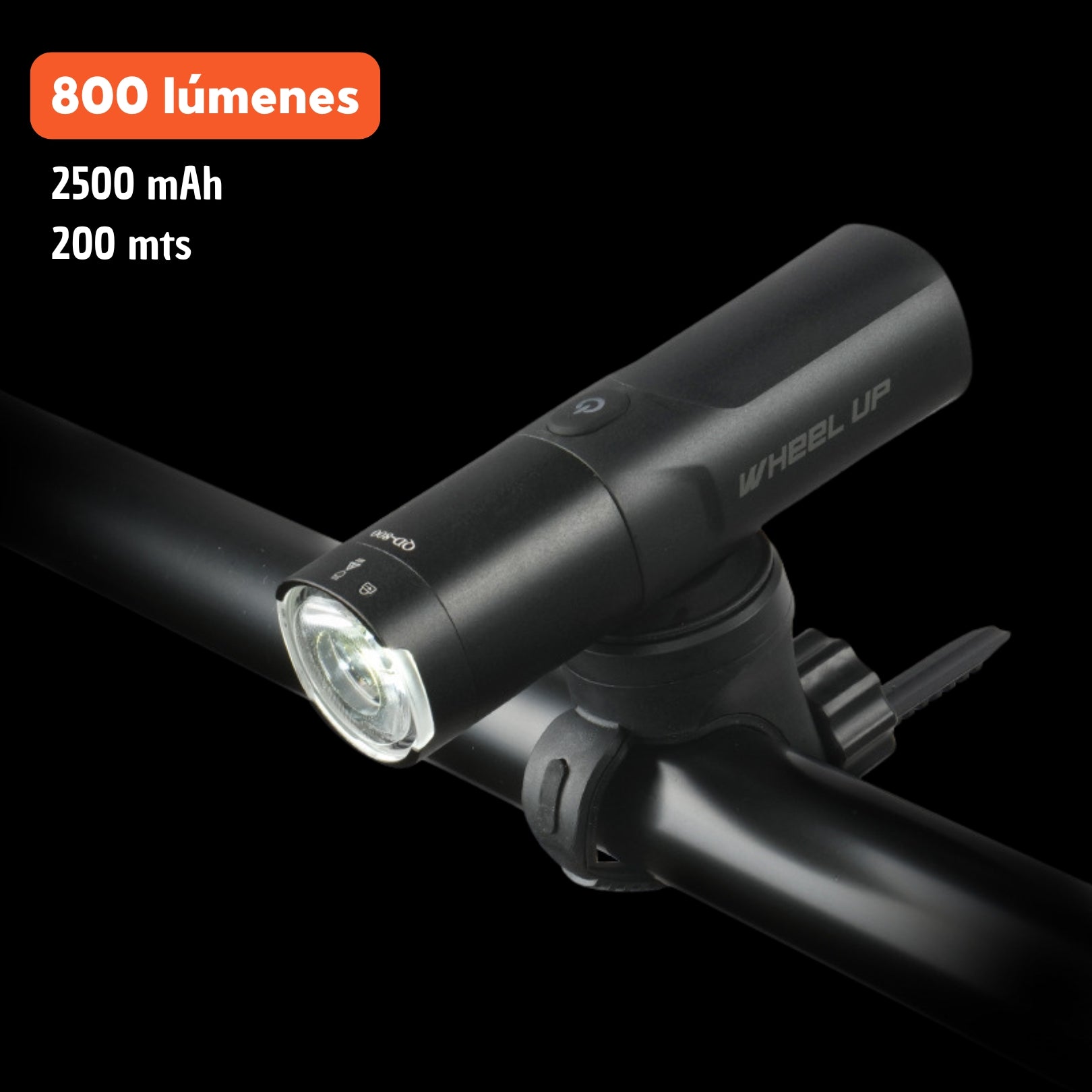 Luz delantera WHEEL UP para bicicleta de montaña, Faro de 800 lúmenes, 2500mAh, recargable tipo C, resistente al agua IP66