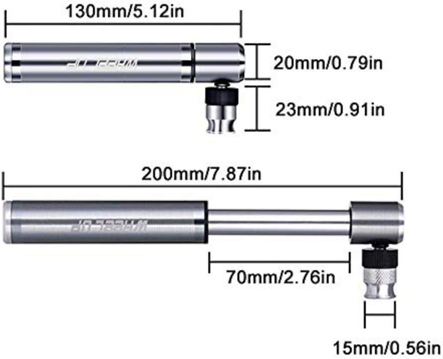 WHEELUP 89G Bomba de Aire Portátil Mini de 160 PSI de Alta Presión para Ciclismo, Inflador de Llantas para Balones, Bicicletas MTB y Herramienta de Inflado