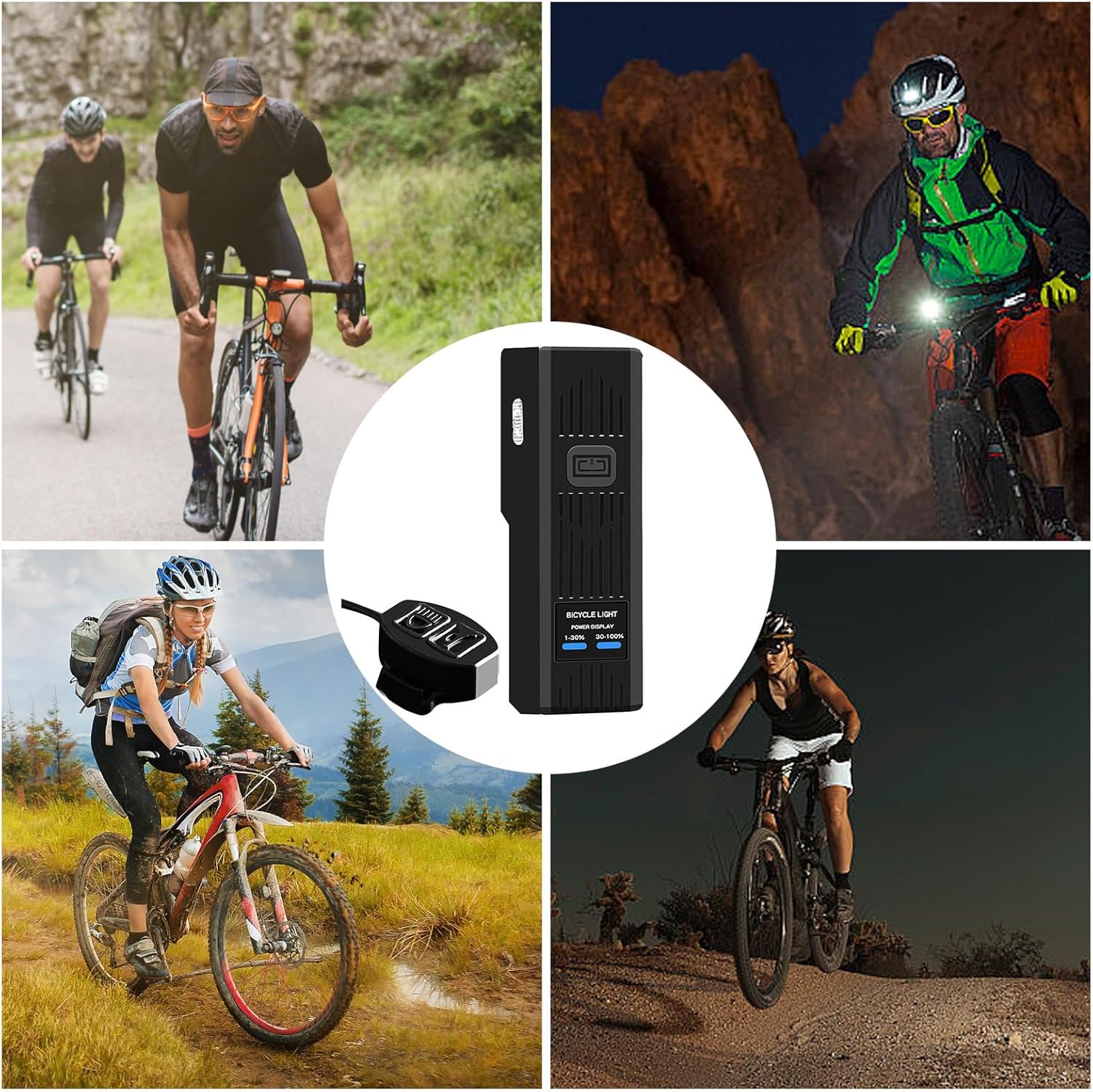 Faro delantero para bicicleta | Luces delanteras y traseras para montar por noche, luz LED impermeable con 3 modos de luz, luz trasera para bicicleta para ciclismo montaña