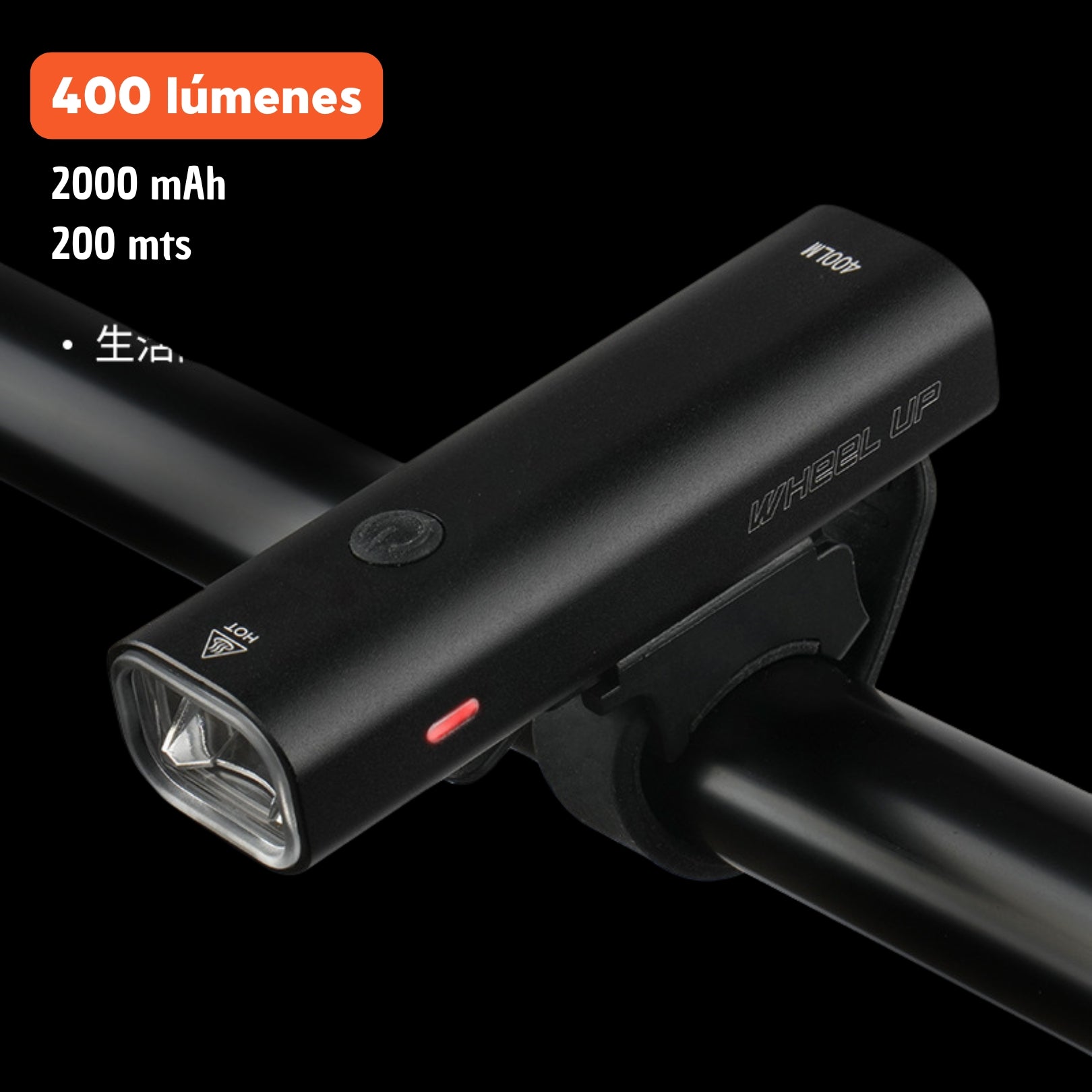 WHEEL UP -luz delantera para manillar de bicicleta, linterna de 400 lúmenes para ciclismo de montaña y carretera, recargable vía USB,