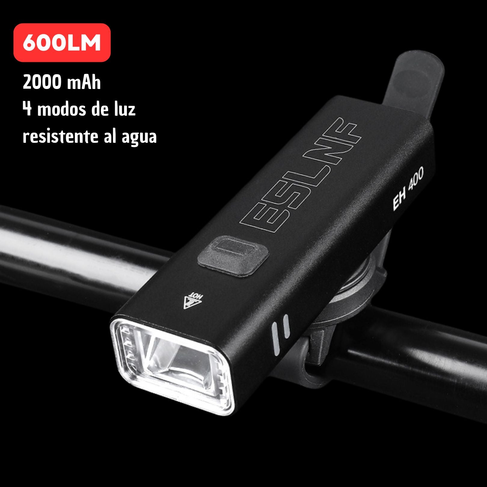 ESLNF-luz de bicicleta 600lm de aleación de aluminio, Faro de bicicleta de alto brillo, superbrillante, recargable, para conducción nocturna