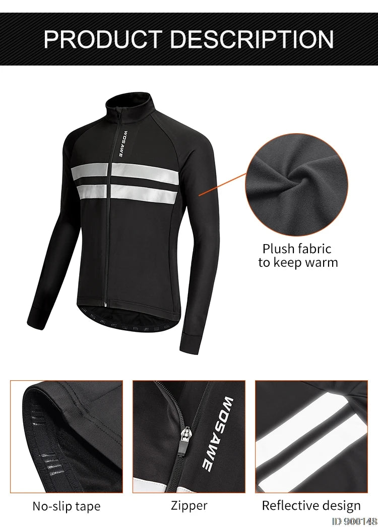 30015-1 Chamarra NEGRA Wosawe cálida ciclismo