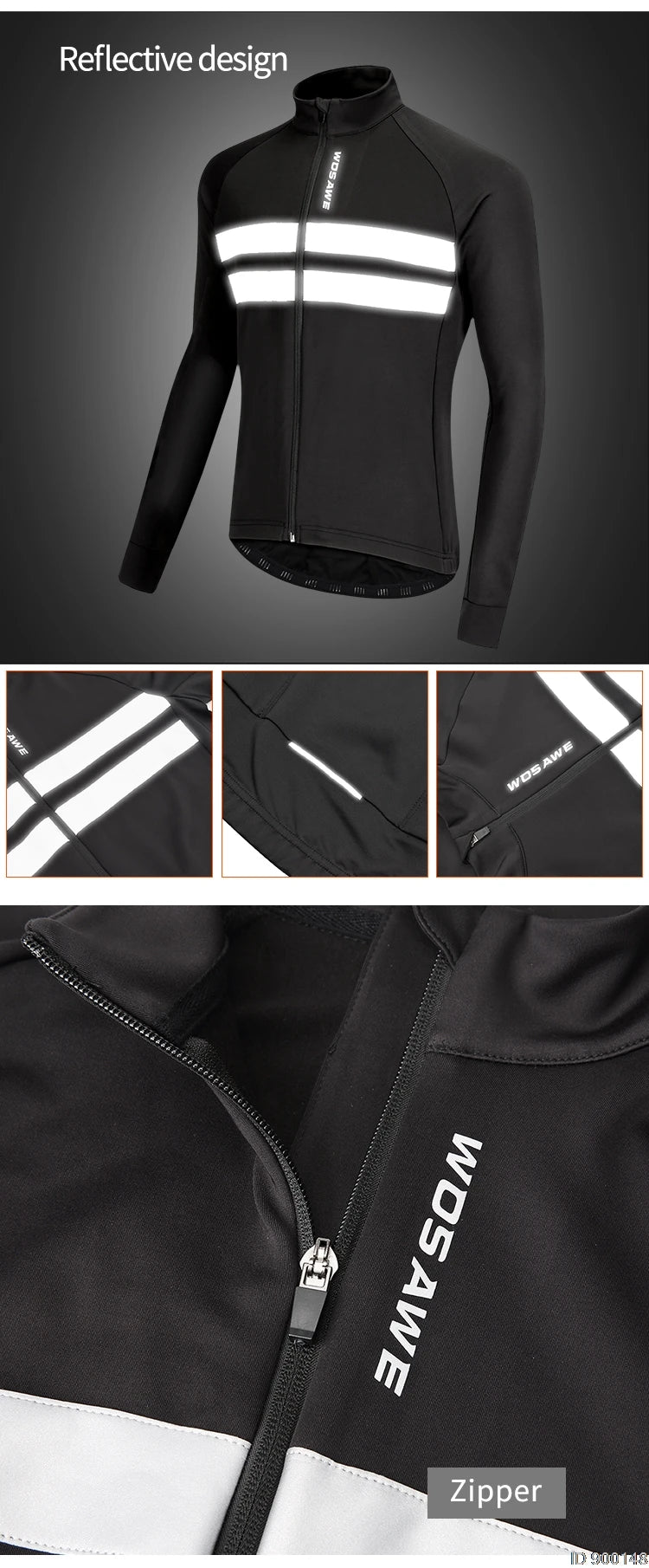 30015-1 Chamarra NEGRA Wosawe cálida ciclismo