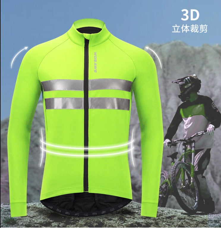 30015-2 Chamarra VERDE Wosawe cálida ciclismo