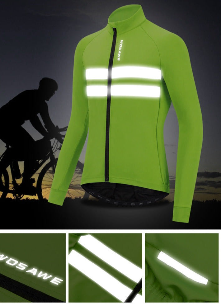 30015-2 Chamarra VERDE Wosawe cálida ciclismo