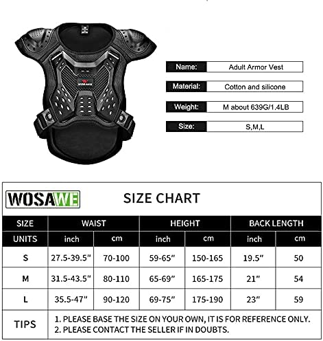 WOSAWE Chaleco protector de espalda para adultos con armadura de cuerpo para motocicleta 91281-2