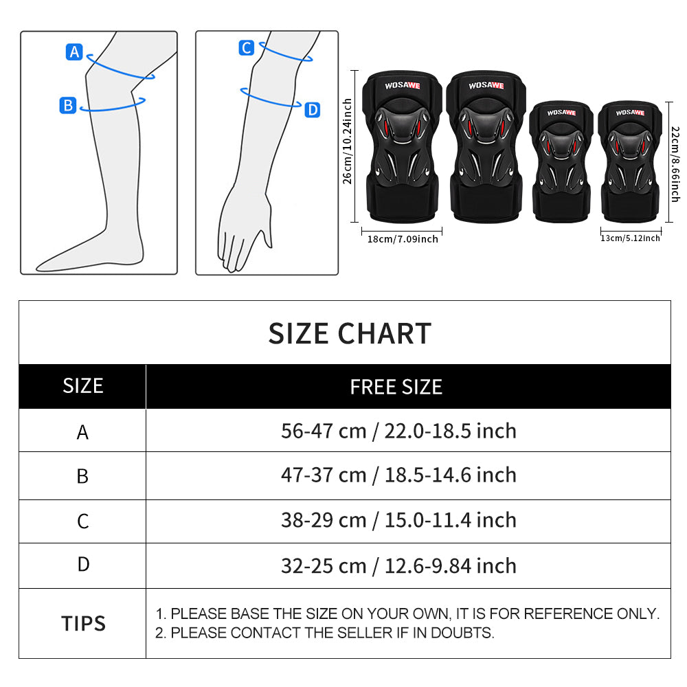 Protecciones Wosawe juego de rodilleras y coderas adulto 11691-1